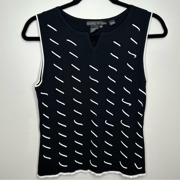 Y2K style Ziani Couture black and white‎ sleeveless blouse size medium - Picture 1 of 7